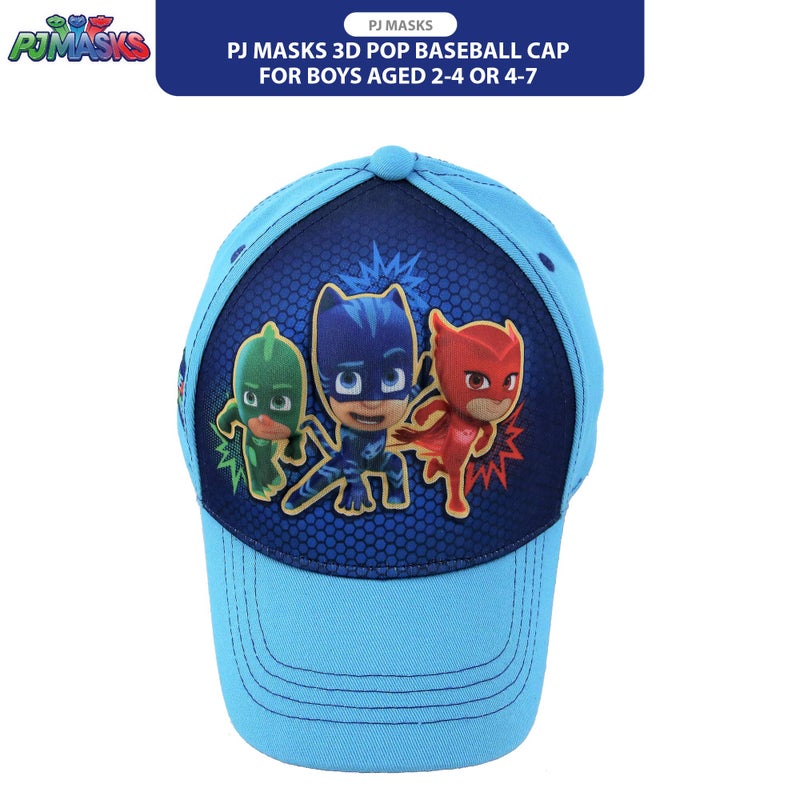 PJMASKS PJ Masks Boys' Baseball Cap - 3D Catboy, Owlette, Gekko Curved Brim Snap Back Hat (2T-7), Size Age 2-4, Pj Mask Light Blue - Image 4